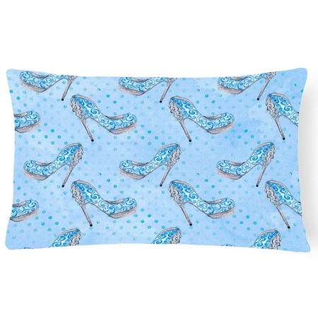 Carolines Treasures BB7554PW1216 Watercolor Cinderella Shoe In Blue Canvas Fabric Decorative Pillow; 12 X 16 In.